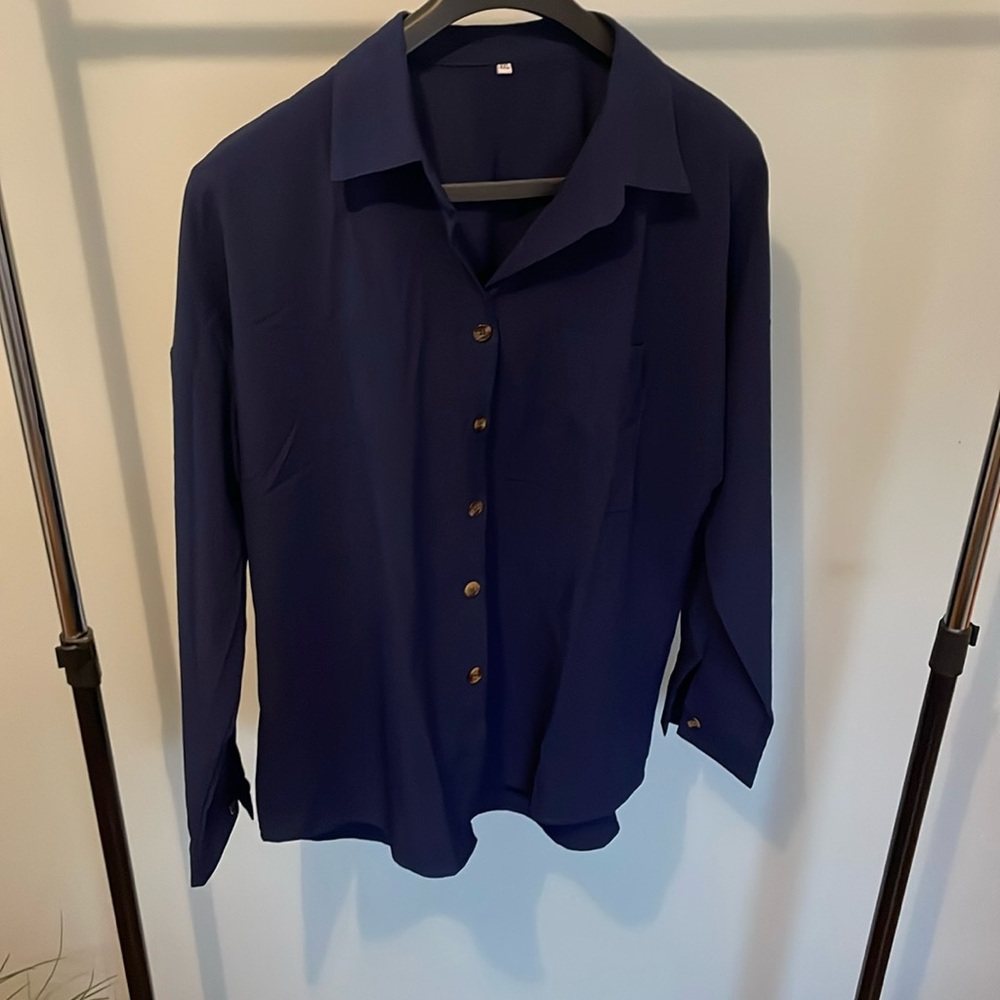 Blue button up blouse